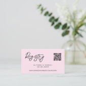 Carte D'accompagnement Pink Modern QR code wedding registry custom small (Debout devant)