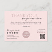 Carte D'accompagnement Pink Modern Script QR Code, Merci Business (Devant)