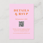 Carte D'accompagnement Pink Orange Bold Font QR Code Wedding RSVP  (Devant)