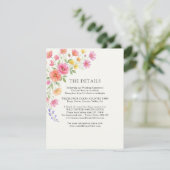 Carte D'accompagnement Pink Orange Flowers Wedding Details (Debout devant)