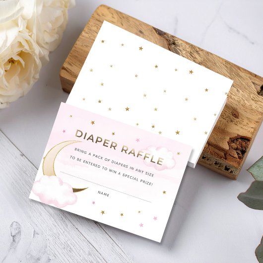 Carte D'accompagnement Pink Over the Moon Diaper Raffle Insert Card