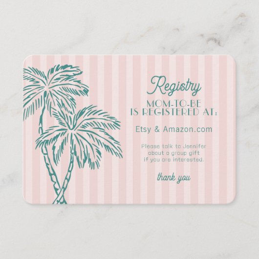 Carte D'accompagnement Pink Palm Springs Pastel Beach Registry Insérer (Devant)