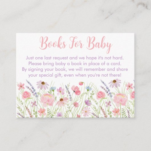 Carte D'accompagnement Pink Pastel Baby shower Fleur sauvage Demande de r (Devant)