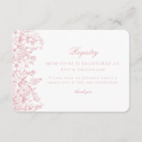 Pink Pastel Chinoiserie Floral Babal Registry Card