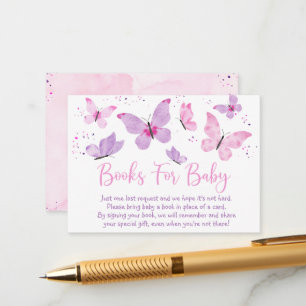 Carte D'accompagnement Pink Purple Papillon Baby shower Demande de réserv