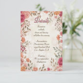 Carte D'accompagnement Pink & Red Romantic Spring Floral QR Code Wedding (Debout devant)