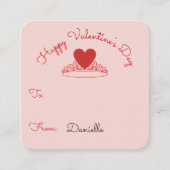 Carte D'accompagnement Pink & Red Roses Heart Crown Classroom Valentine (Devant)