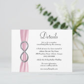 Carte D'accompagnement Pink Ribbon Silver Infinity Détails du Mariage (Debout devant)