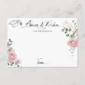 Carte D'accompagnement Pink Roses Script Advice And Wishes Graduation (Devant)