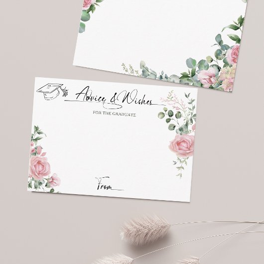 Carte D'accompagnement Pink Roses Script Advice And Wishes Graduation