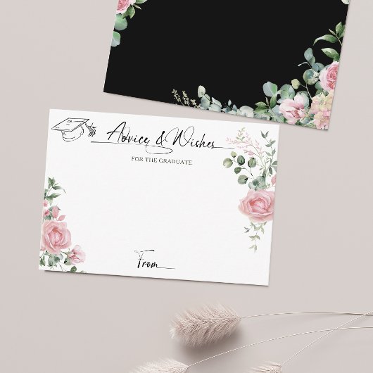 Carte D'accompagnement Pink Roses Script Advice And Wishes Graduation