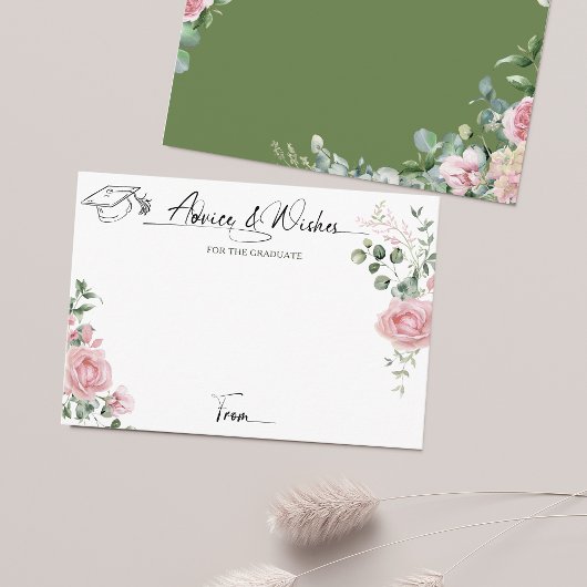Carte D'accompagnement Pink Roses Script Advice And Wishes Graduation