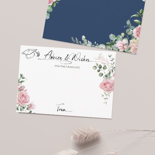 Carte D'accompagnement Pink Roses Script Advice And Wishes Graduation