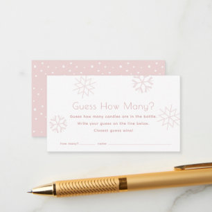 Carte D'accompagnement Pink Snowflakes Devine Combien De Baby showers Jeu