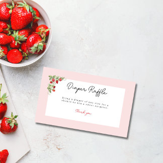 Carte D'accompagnement Pink Strawberry Baby Shower Diaper Raffle