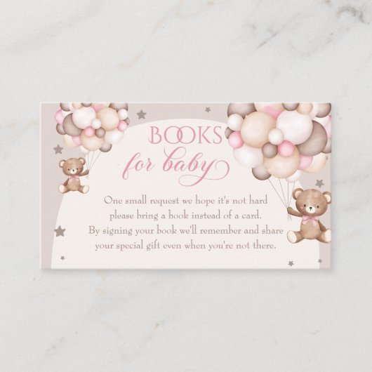 Carte D'accompagnement Pink Teddy Bear Balloon Baby shower Demande de rés (Devant)