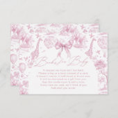 Carte D'accompagnement Pink Toile Safari Animal Books For Baby (Devant / Derrière)