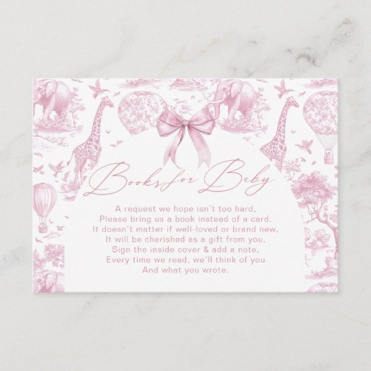 Carte D'accompagnement Pink Toile Safari Animal Books For Baby (Devant)