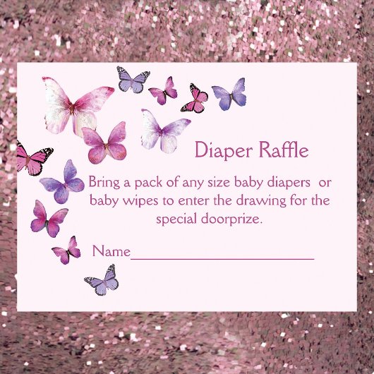 Carte D'accompagnement Pink Un Petit Baby shower Papillon Déchets Raffle