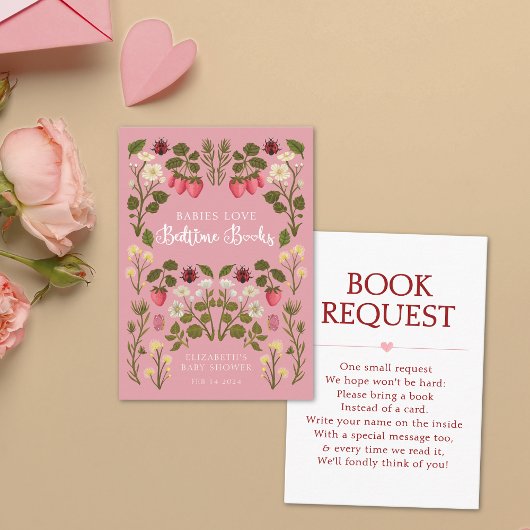 Carte D'accompagnement Pink Valentine's Day Books for Baby shower Request