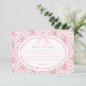 Carte D'accompagnement Pink Vintage Floral Books for Baby Invite Insert (Debout devant)