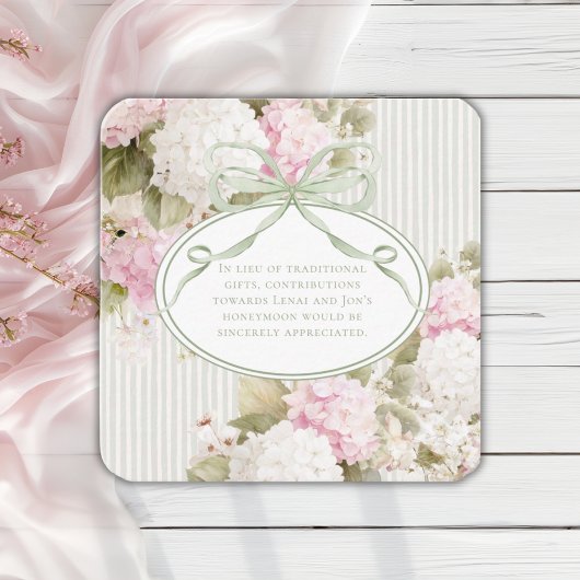 Carte D'accompagnement Pink White Hydrangeas Sage Green Bridal Shower