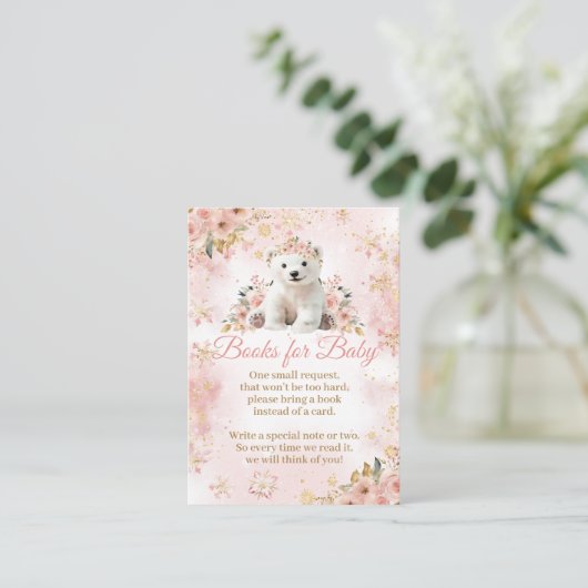 Carte D'accompagnement Pink Winter Bear It a Girl Baby shower Book (Debout devant)