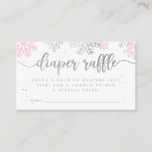 Carte D'accompagnement Pink Winter Snowflakes Baby shower Déchets Raffin