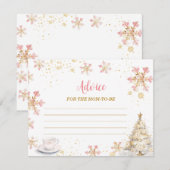 Carte D'accompagnement Pink Winter Tea Party Baby Shower Advice For Mom (Devant / Derrière)