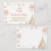 Carte D'accompagnement Pink Winter Tea Party Baby Shower Books for Baby (Devant / Derrière)