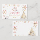 Carte D'accompagnement Pink Winter Tea Party Baby Shower Diaper Raffle (Devant / Derrière)