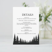 Carte D'accompagnement Pins noirs et blancs Mariage d'hiver (Debout devant)