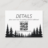 Carte D'accompagnement Pins noirs et blancs Mariage d'hiver Code QR (Devant)