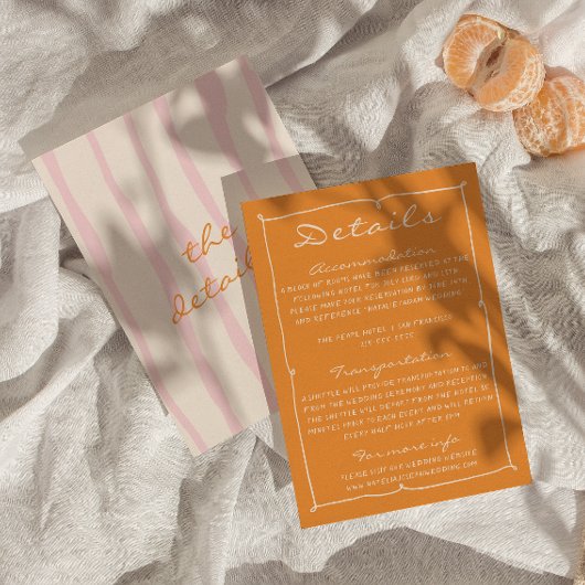 Carte D'accompagnement Pinstripes écrites à la main Détails du Mariage co