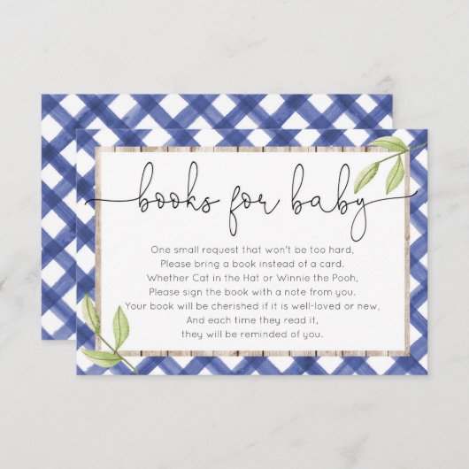 Carte D'accompagnement Pique-nique en bois en vichy bleu demande de réser (Devant / Derrière)