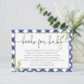 Carte D'accompagnement Pique-nique en bois en vichy bleu demande de réser (Debout devant)