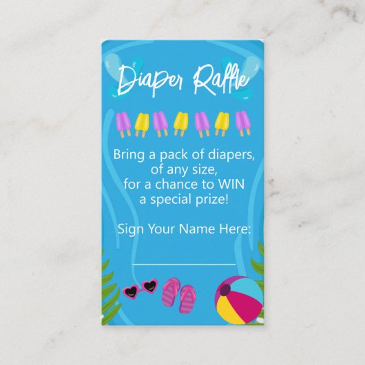 Carte D'accompagnement Piscine Fête Été Fille Baby shower Raffle (Devant)
