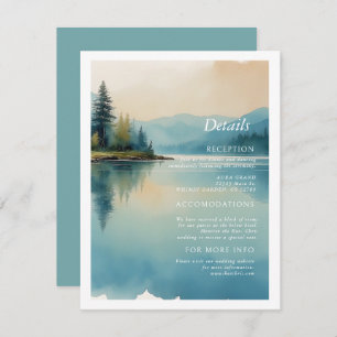 Carte D'accompagnement Pittoresque Aquarelle Pine arbres et Lakeside Déta