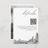 Carte D'accompagnement Pittsburgh Mariage Détails modernes Code QR (Devant / Derrière)