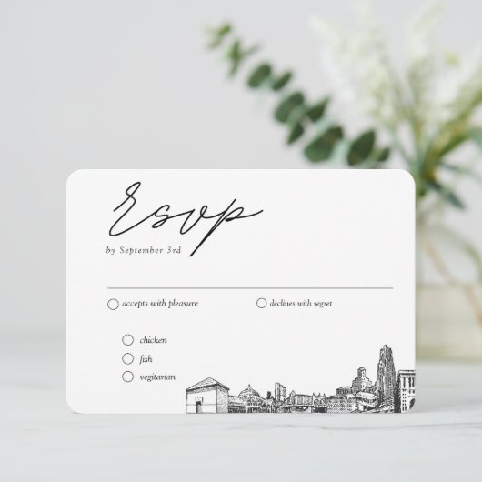 Carte D'accompagnement Pittsburgh Mariage traditionnel RSVP Options de re (Debout devant)