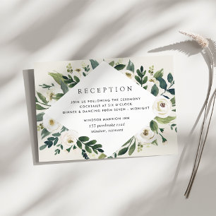 Carte D'accompagnement Pivoine blanche   Réception de mariage floral aqua