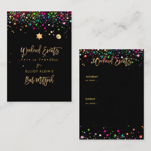 Carte D'accompagnement PixDezines Dazzled Rainbow Mitzvah Week-end (Devant / Derrière)
