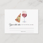 Carte D'accompagnement Pizza & Vin Douche nuptiale Date idées nuit (Devant)