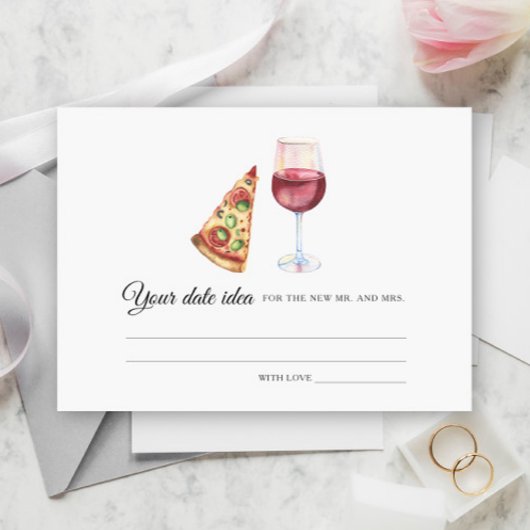 Carte D'accompagnement Pizza & Vin Douche nuptiale Date idées nuit