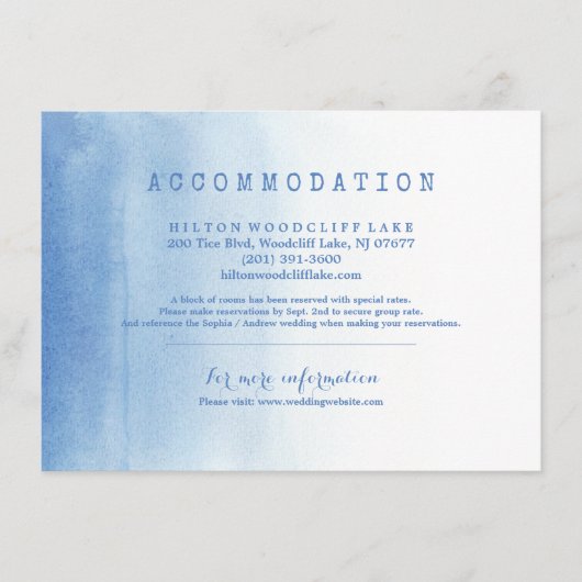 Carte D'accompagnement Plage d'eau moderne bleu hébergement mariage (Devant)