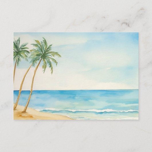 Carte D'accompagnement Plage et palmiers QR Code Détails du Mariage (Dos)