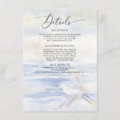 Carte D'accompagnement Plage Océanique Oiseau Côté Bleu et Blanc Détails (Devant)