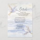 Carte D'accompagnement Plage Océanique Oiseaux Côtiers Bleu et Blanc Déta (Devant)