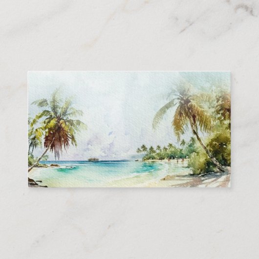 Carte D'accompagnement Plage Palm Trees Fête des mariées Demande de recet (Dos)