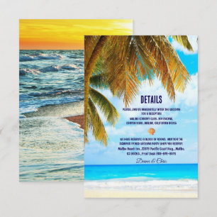 Carte D'accompagnement Plage Palm Trees Océan Destination Mariage